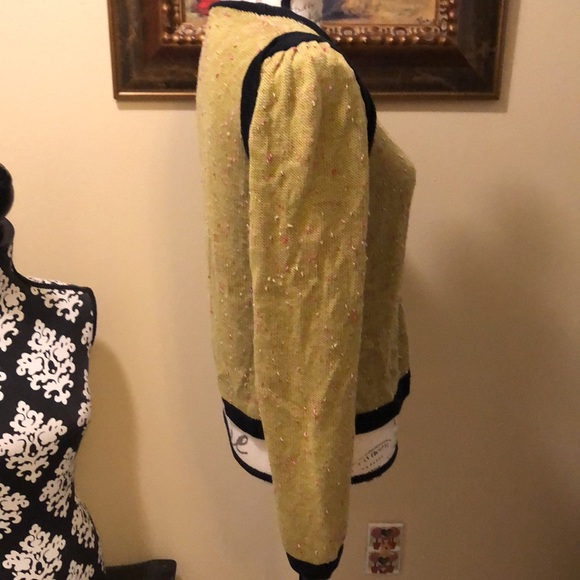 Ball of Cotton zipper color block tweed, black trim pink thread cardigan - Picture 5 of 13